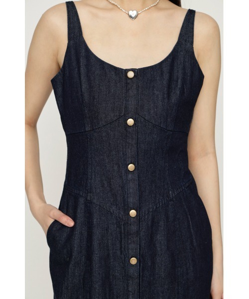 お*い様 デニムキャミソールロングワンピース SLY（スライ） ワンピース DENIM I LINE CAMI L/OP デニムアイライン