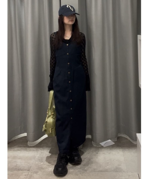 SLY（スライ） ワンピース DENIM I LINE CAMI L/OP デニムアイライン