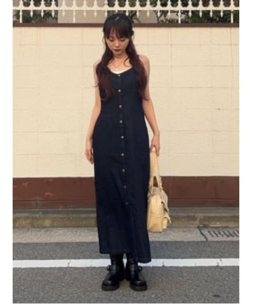 SLY（スライ） uvカット ワンピース DENIM I LINE CAMI L/OP デニム