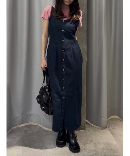 SLY（スライ） uvカット ワンピース DENIM I LINE CAMI L/OP デニム