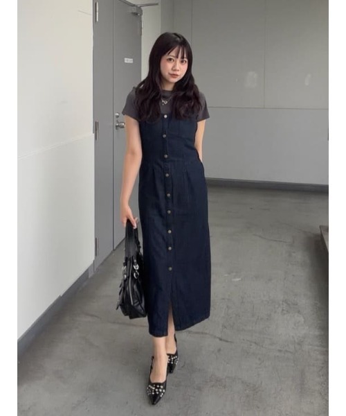 SLY（スライ） ワンピース DENIM I LINE CAMI L/OP デニムアイライン