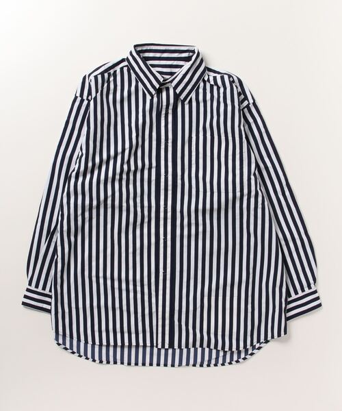 「BURLAP OUTFITTER」 長袖シャツ MEDIUM ホワイト×ネイビー メンズ_画像5