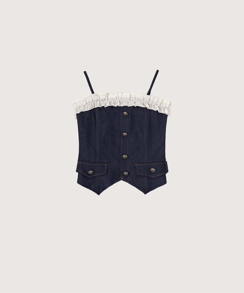 セットアップ Frill Design Denim Cami Set Up レディースの画像