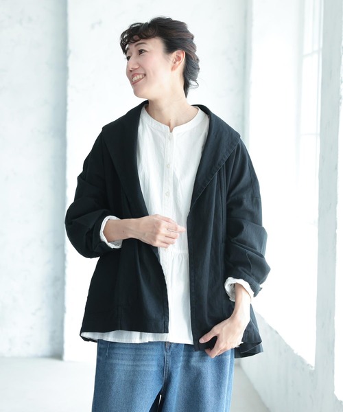 美品 ソウルベリー L くったりやさしいジャケット オーバーサイズ ゆったり soulberry（ソウルベリー） ジャケット LL ブラック レディース