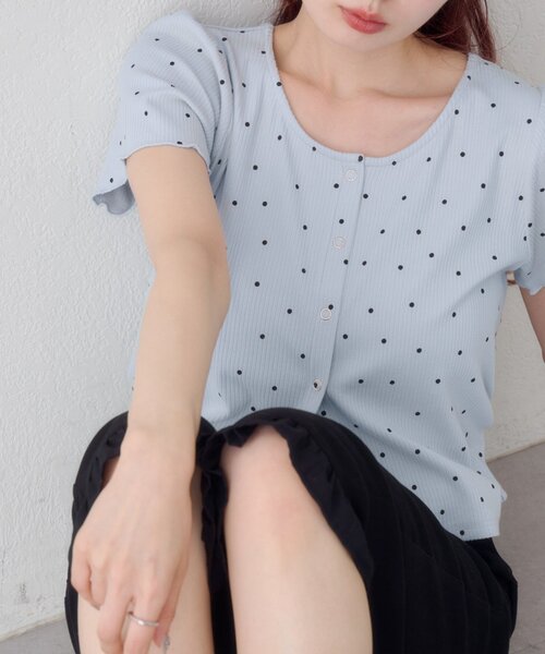 カーディガン 「WEB先行/無地＆ドット/WEB限定カラー」ドット針抜きカーディガン レディースの画像