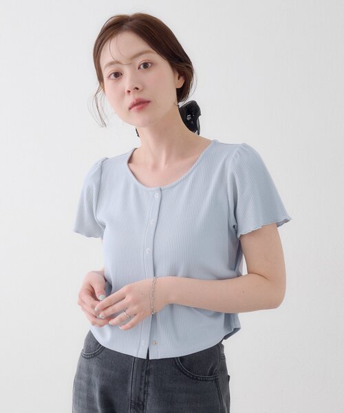 カーディガン 「WEB先行/無地＆ドット/WEB限定カラー」ドット針抜きカーディガン レディースの画像