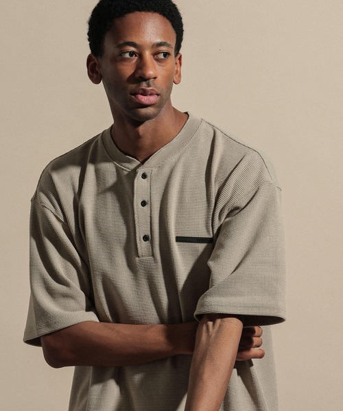 NUMERALS（ヌメラルズ） ヘンリーネック tシャツ 「NUMERALS」WAFFLE