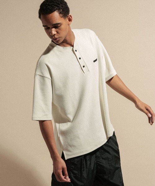 NUMERALS（ヌメラルズ） ヘンリーネック tシャツ 「NUMERALS」WAFFLE