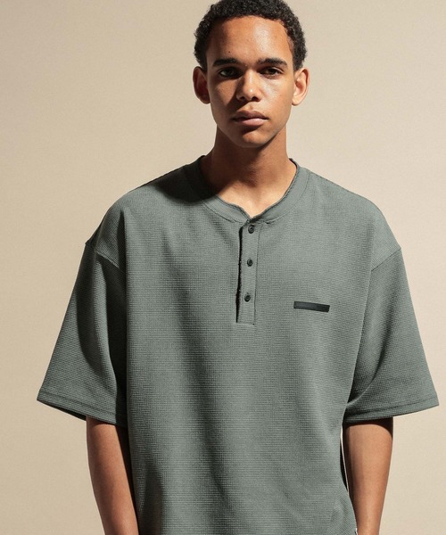 NUMERALS（ヌメラルズ） ヘンリーネック tシャツ 「NUMERALS」WAFFLE