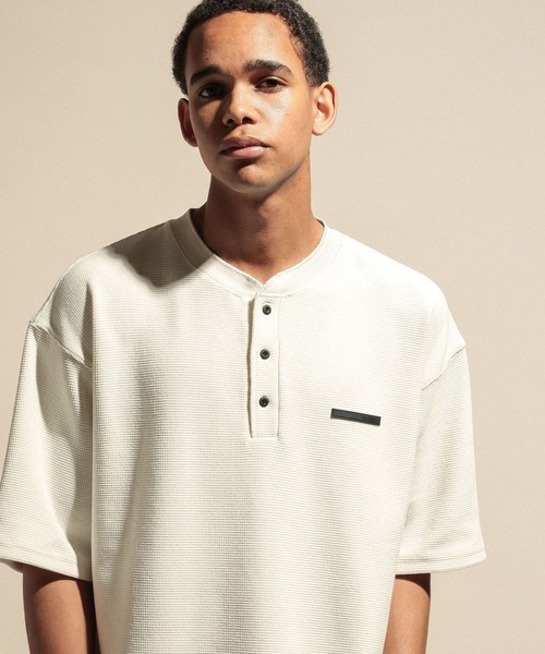 NUMERALS（ヌメラルズ） ヘンリーネック tシャツ 「NUMERALS」WAFFLE