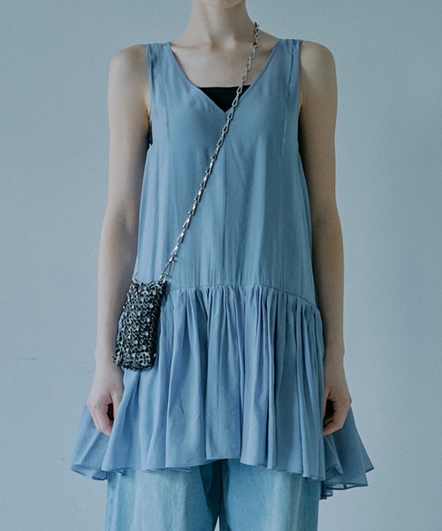 エ*メ様 美品 ライトブルー ノースリーブ ワンピース 36 LE CIEL BLEU（ルシェルブルー） ノースリーブワンピース 36 ライト