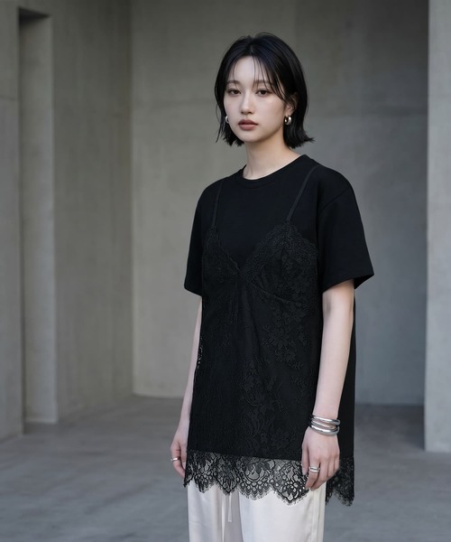 STYLE DELI（スタイルデリ） tシャツ 半袖 「BLK001」レースキャミ 