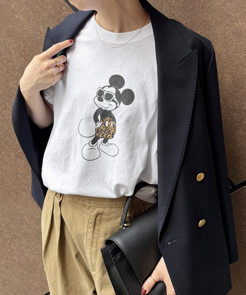 タグ付き未使用　Spick&Span別注ミッキー Tシャツ　ブラック Spick＆Span（スピック アンド スパン） tシャツ 半袖 「追加5」GOOD