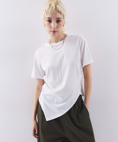 HANNE tシャツ 半袖 アシンメトリーヘムTEE レディース : ZOZOTOWN