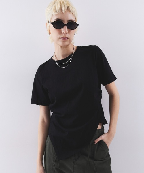 HANNE tシャツ 半袖 アシンメトリーヘムTEE レディース : ZOZOTOWN