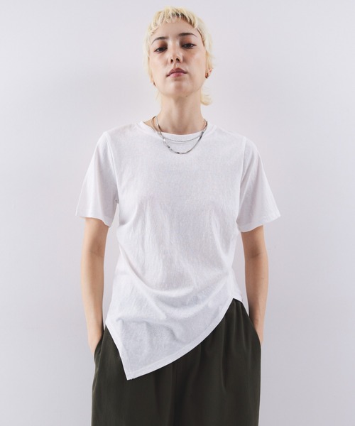 maison de Dolce. アシンメトリー ペプラム 半袖Tシャツ HANNE tシャツ 半袖 アシンメトリーヘムTEE レディース : ZOZOTOWN