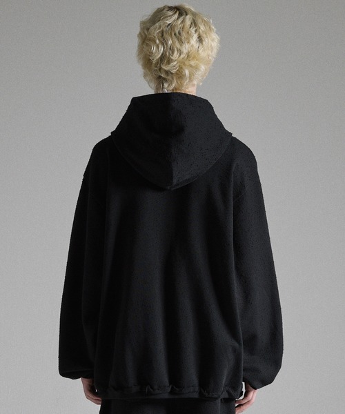 GRANCY パーカー 「GRANCY」Distressed Stand Neck Zip Hoodie