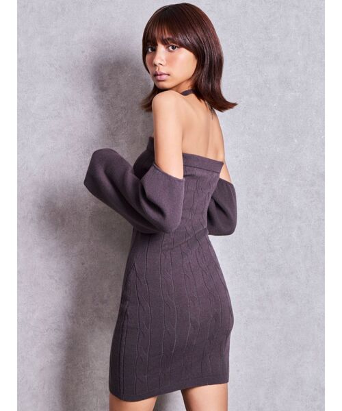 GYDA（ジェイダ） ワンピース GYDAオフショルチョーカーケーブルニット