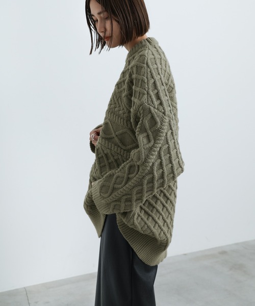select MOCA ニット セーター ランダムケーブルオーバーニット