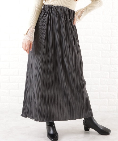 ブラック プリーツスカート Lサイズ COLINY Lace Ladies スカート プリーツタイトロングスカート : ZOZOTOWN