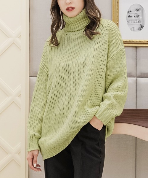 Julia Boutique ニット セーター タートルネック・手編み風 Julia Boutique ニット セーター タートルネック・手編み風