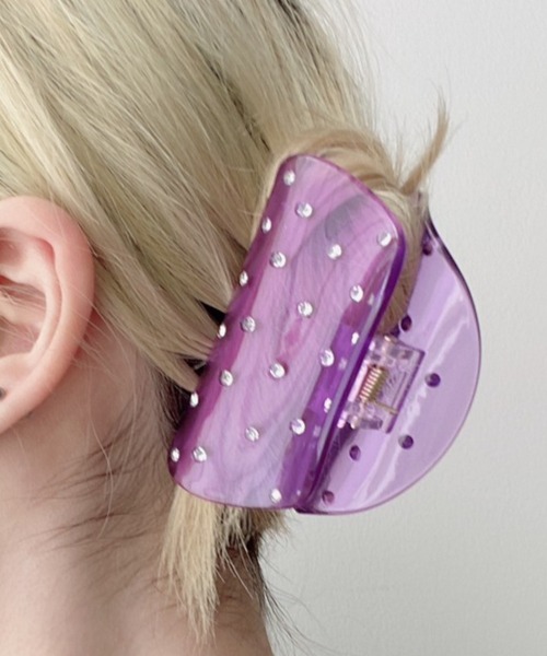 紫色のラインストーン付きヘアクリップ ヘアクリップ ポニーリング レディース ヘアアクセサリー 髪留め 髪
