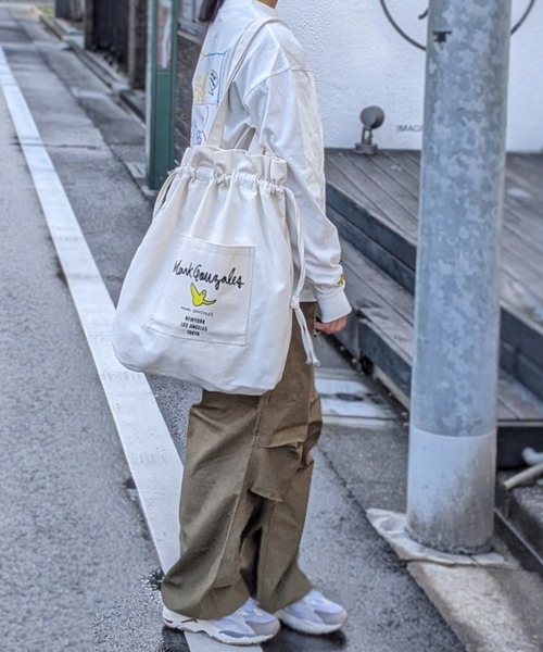 [MARK GONZALES]★25SS★韓国人気★COTTON STRING ECO BAG THRASHER × Mark Gonzales 撥水加工 ポリエステル 巾着バッグ