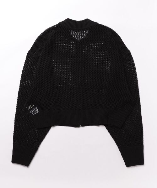 エイミーロウ⭐︎美品メッシュニット ジップアップ カーディガン ブラック KOBE LETTUCE（神戸レタス） カーディガン メッシュ編みジップ