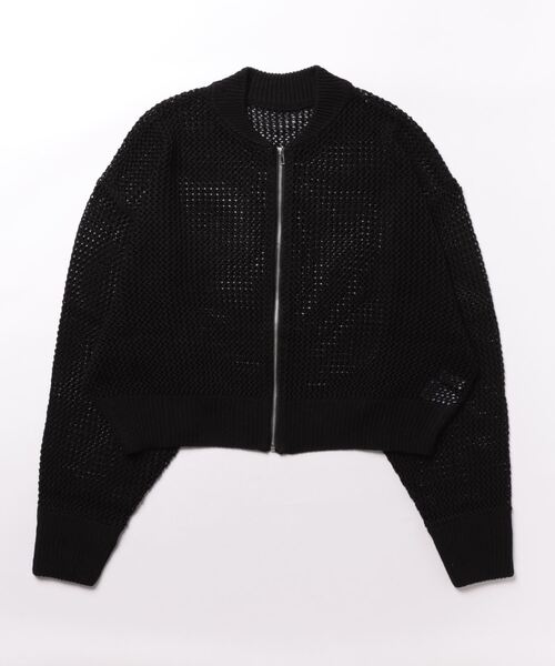 メッシュ編みジッパーカーディガン 46 KOBE LETTUCE（神戸レタス） カーディガン メッシュ編みジップ