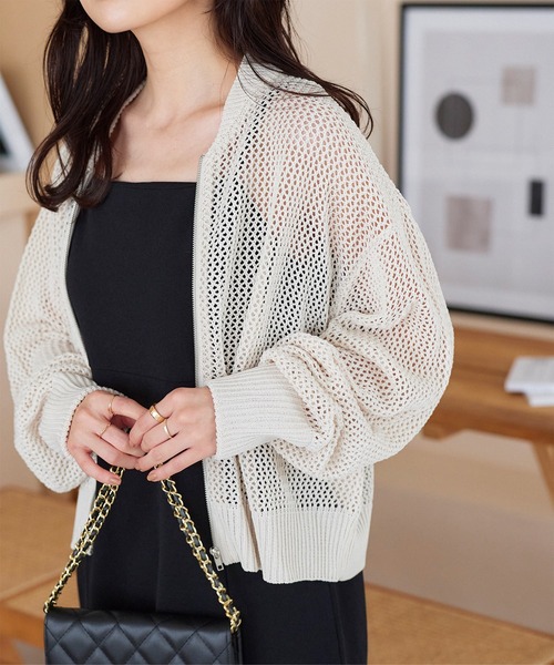 koga3 メッシュ編みショートスリーブカーディガン koga3 メッシュ編みショートスリーブカーディガン メッシュ ニット