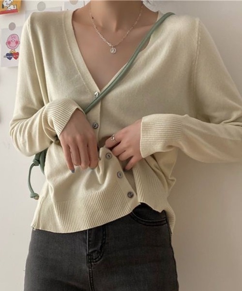 ワイド Vネック カーディガン 2色 ニット トップス 韓国 nr6966 カーディガン 「韓国オンニ春コーデに」9 color Vネック