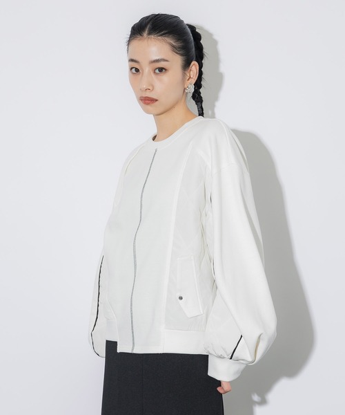 tシャツ キルティングコンビカットソー レディース