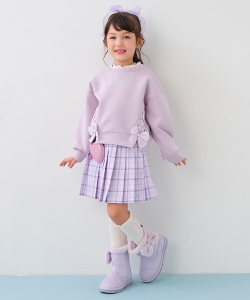 mezzo piano トレーナー レースアップリボン レイヤードトレーナー