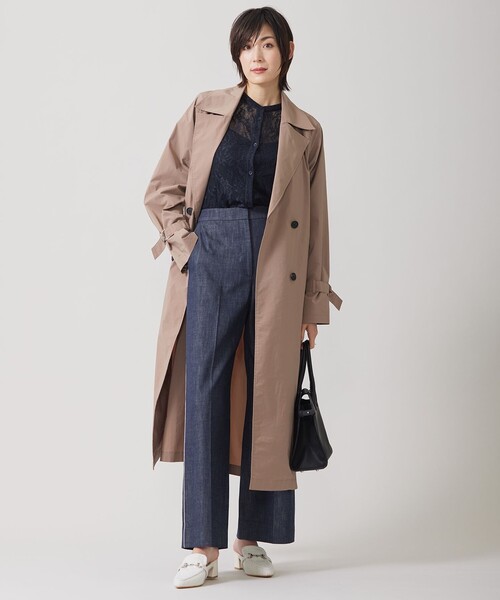 ICB【撥水加工】 メモリーストレッチタフタ フーデットコート　Ｂ ICB｜【撥水加工】 メモリーストレッチタフタ フーデットコート