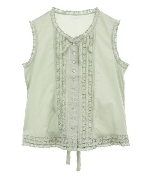 PINK HOUSE　ベスト　ノースリーブブラウス　未使用 PINK HOUSE（ピンクハウス）の「ローンフリルノースリーブブラウス