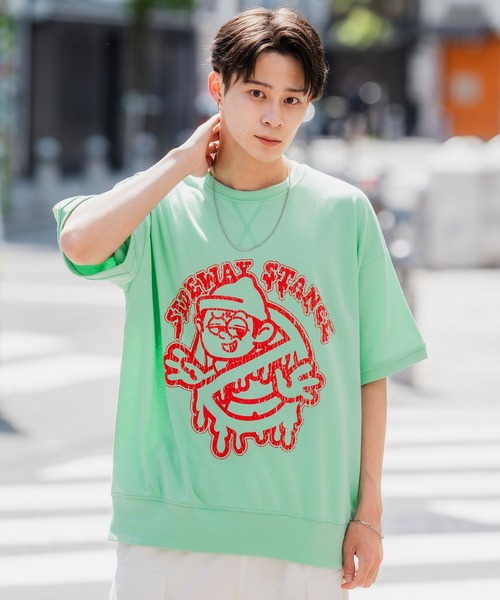 メンズ 半袖シャツ サイドライン 英字プリント レタリング a1170 SIDEWAY STANCE tシャツ 「SIDEWAY STANCE」プリント 半袖
