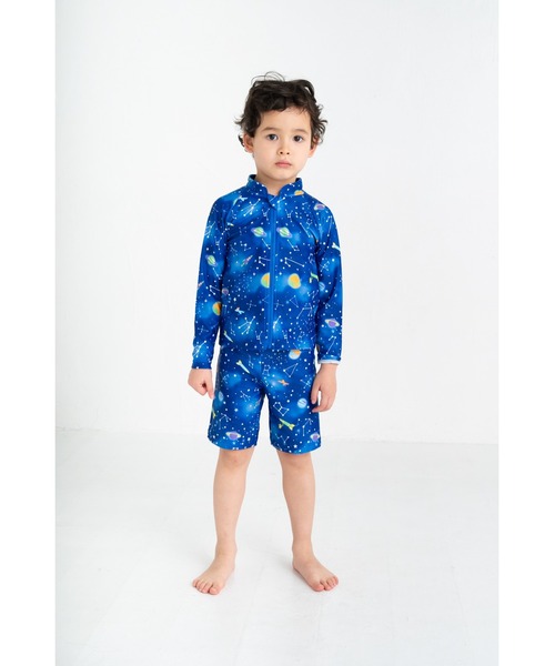 オーガニックコットン　シルク／子供用　マスク　キッズ　男の子　宇宙　青 ZAZZY ZAPS（ザジーザップス） 水着 「UVカット・UPF50+」cosmoスイム