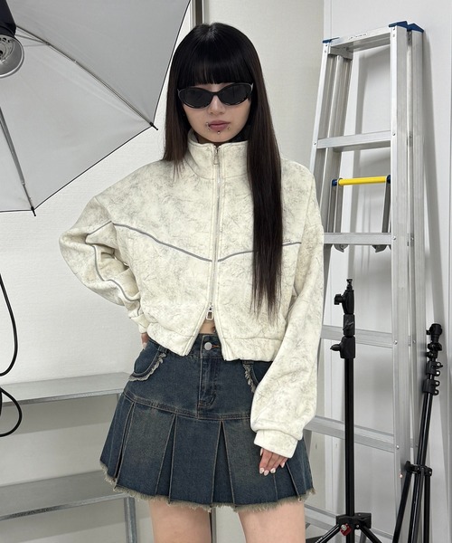 L.G.B. デニムミニスカート フリンジヘム デニムスカート プリーツヘムフリンジデニムミニスカート : ZOZOTOWN
