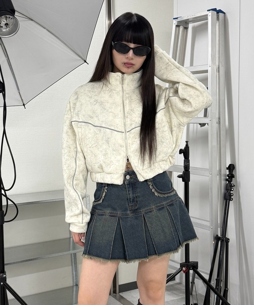 デニムスカート プリーツヘムフリンジデニムミニスカート : ZOZOTOWN