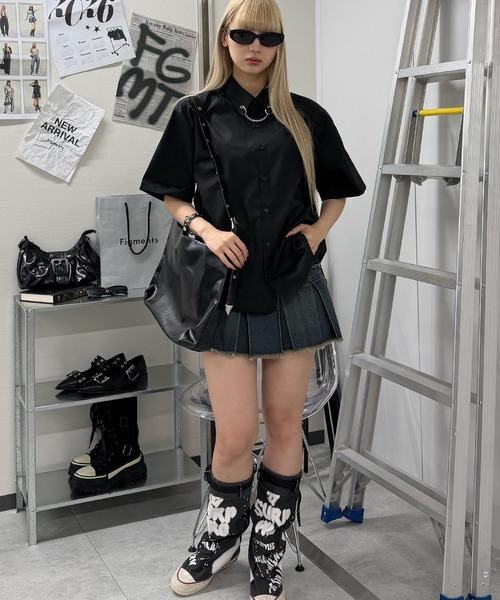 L.G.B. デニムミニスカート フリンジヘム デニムスカート プリーツヘムフリンジデニムミニスカート : ZOZOTOWN