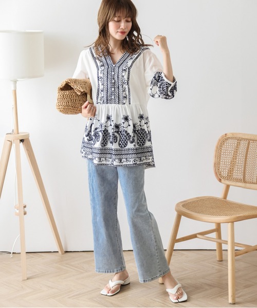 極美品ジュビリーラビット刺繍ブラウス SUGAR BISKET（シュガービスケット） ブラウス シャツ ボタニカル刺繍