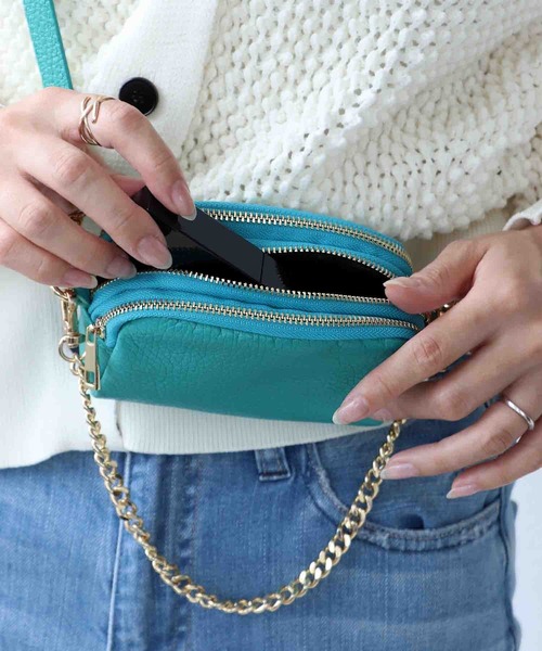 AULENTTI オウレンティ ショルダーバッグ 色：MENTA グリーン AULENTTI ショルダーバッグ バッグ チェーンminiショルダー