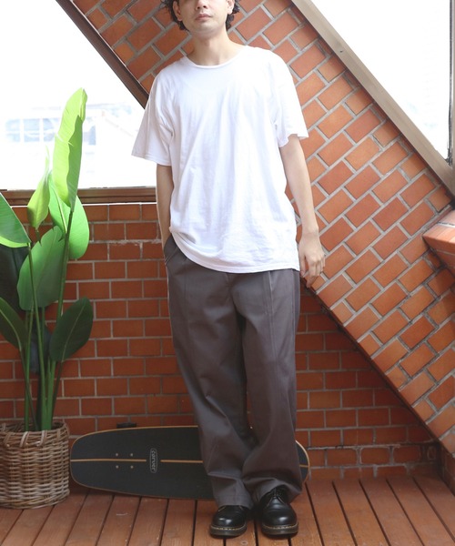 チノパン ワイドチノパン メンズ レディース タック入りワイドチノパン