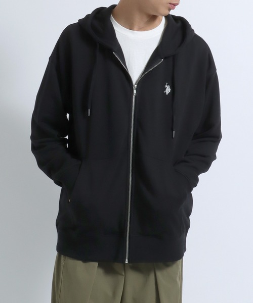 U.S. POLO ASSN. 黒 フルジップパーカー Lサイズ U.S. POLO ASSN.（ユーエスポロアッスン） パーカー メンズ レディース
