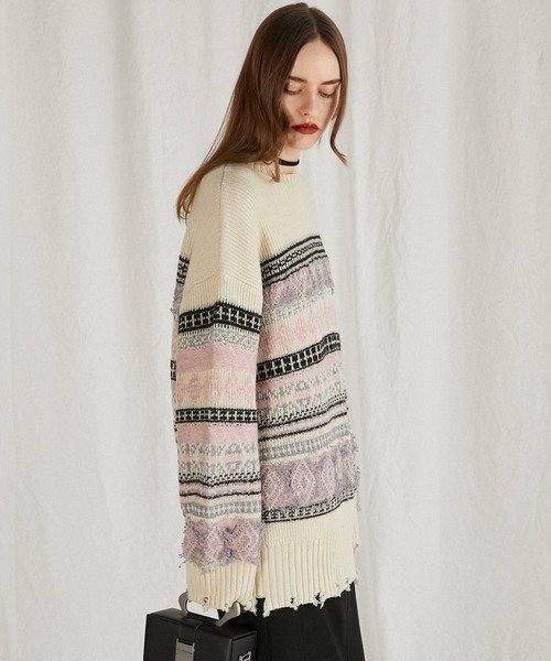 ニット・セーター IONSEOUL TAP Nordic  Flake Knit PRANK PROJECT ニット セーター スラブダメージノルディック