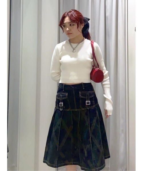 SLY L／W PRINT CHECK PLEATS ミドルスカート SLY L／W PRINT CHECK PLEATS ミドルスカート
