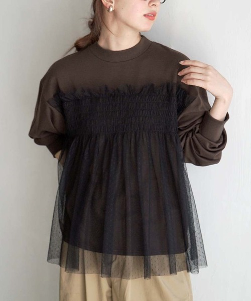 チュールドッキングカットソー rectangle（レクタングル） tシャツ 3WAYチュールドッキングカットソー