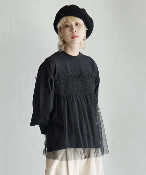 zootie（ズーティー） tシャツ ドットチュール ドッキングカットソー