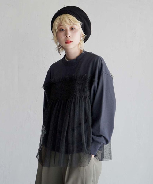 zootie（ズーティー） tシャツ ドットチュール ドッキングカットソー