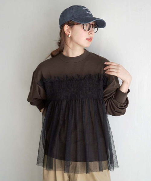 zootie（ズーティー） tシャツ ドットチュール ドッキングカットソー